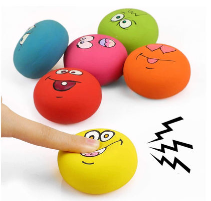 6pcs Smile Face Soft Latex Squeaky Dog Balls For Puppy Small Medium Pet Dogs