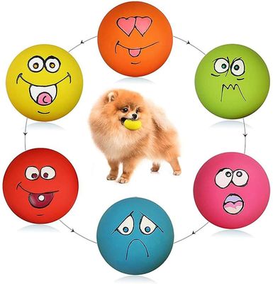 6pcs Smile Face Soft Latex Squeaky Dog Balls For Puppy Small Medium Pet Dogs