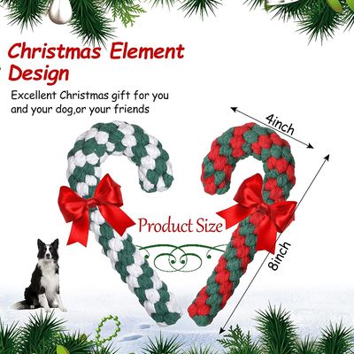 Crutch Vocalize Christmas Dog Rope Toy 6x8 Inch