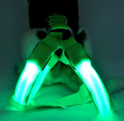 USB Charging LED Luminous Pet Chest Strap Nylon Blue Green Red